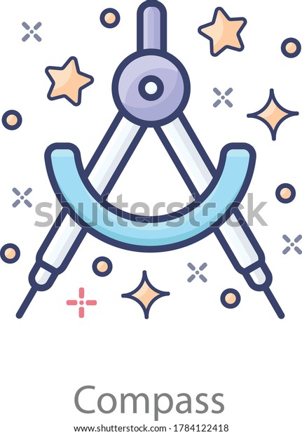 Vector design of compass icon, flat icon design of\
drafting tool 