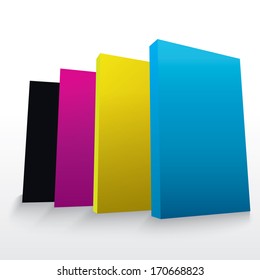 Vector design composition of cmyk color boxes