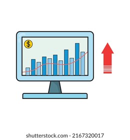 vector design The computer shows an uptrend graph. business growth 