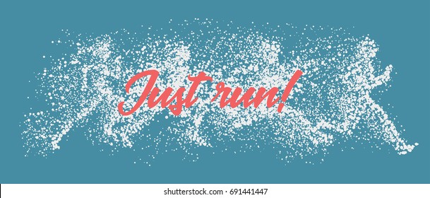 Vector design concept with abstract running people. Particle divergent silhouette can be used for Sport and Fitness club poster, for logo, t-shirt design, banner or flyer