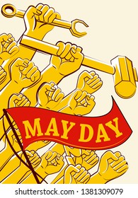 Vector design of concept background for Happy Labour Day on 1st May