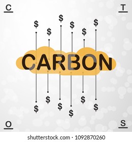 Vector Design In Concept Of Carbon Pricing On Grey Gradient Background.
