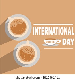 Vector design concept celebrating international coffee day 1 october, creative abstract simple background template coffee icon vector modern design style