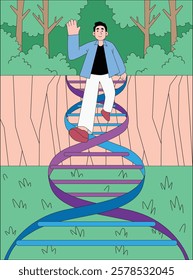 vector design concept of DNA heredity and genealogy