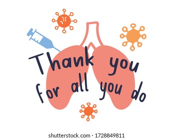 Vector Design-Konzept für, Danke, Doktor, Danke an Ihre Krankenschwestern und medizinischen Teams, die Leben und Gesundheitsdienste für die Verbreitung von Coronavirus sparen, COVID-19 Pandemie-Konzept, Vektor-Illustration