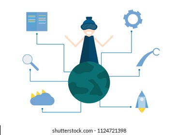 Vector design in concept of Happy Guru Purnima isolated on white background. Character creation in flat style with blue tone.