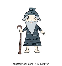 Vector design in concept of Happy Guru Purnima isolated on white background. Character creation in flat style with blue tone.