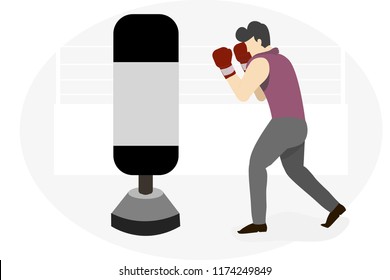Vector design concept of Healthy man Exercise with boxing.