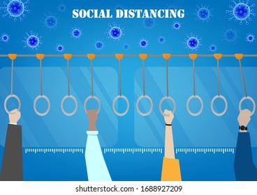 A vector design concept of Social Distancing during Coronavirus outbreak in the metro public transport