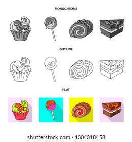 Vector design of confectionery and culinary icon. Collection of confectionery and product stock vector illustration.