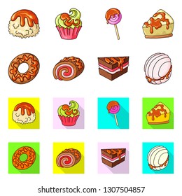 Vector design of confectionery and culinary icon. Set of confectionery and product stock vector illustration.