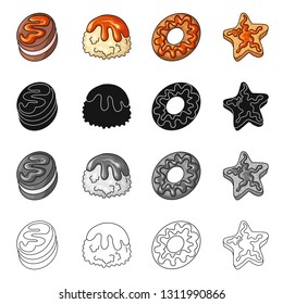 Vector design of confectionery and culinary icon. Collection of confectionery and product vector icon for stock.