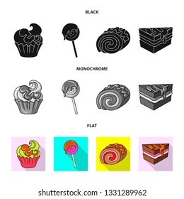 Vector design of confectionery and culinary icon. Set of confectionery and product vector icon for stock.