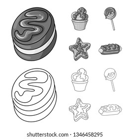Vector design of confectionery and culinary icon. Set of confectionery and product stock symbol for web.