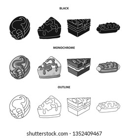 Vector design of confectionery and culinary icon. Set of confectionery and product stock vector illustration.