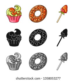 Vector design of confectionery and culinary icon. Set of confectionery and product vector icon for stock.