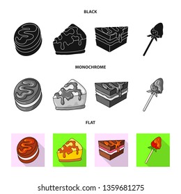 Vector design of confectionery and culinary icon. Collection of confectionery and product stock vector illustration.