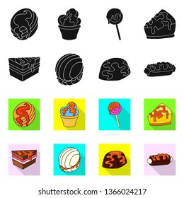 Vector design of confectionery and culinary icon. Set of confectionery and product stock vector illustration.