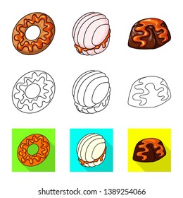 Vector design of confectionery and culinary icon. Set of confectionery and product stock vector illustration.
