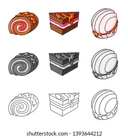 Vector design of confectionery and culinary icon. Set of confectionery and product stock symbol for web.
