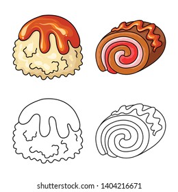 Vector design of confectionery and culinary icon. Set of confectionery and product stock vector illustration.