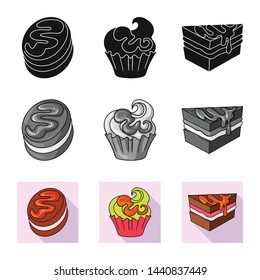 Vector design of confectionery and culinary icon. Set of confectionery and product stock vector illustration.
