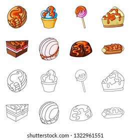 Vector design of confectionery and culinary logo. Set of confectionery and product stock symbol for web.