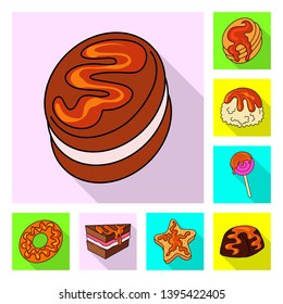 Vector design of confectionery and culinary logo. Collection of confectionery and colorful stock vector illustration.