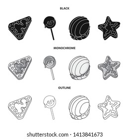 Vector design of confectionery and culinary logo. Set of confectionery and product stock symbol for web.