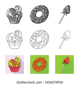Vector design of confectionery and culinary logo. Set of confectionery and product stock vector illustration.