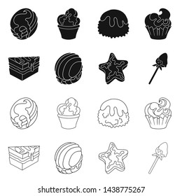 Vector design of confectionery and culinary logo. Set of confectionery and product stock symbol for web.