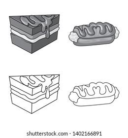 Vector design of confectionery and culinary sign. Set of confectionery and product stock vector illustration.