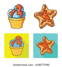 Vector design of confectionery and culinary sign. Set of confectionery and product stock vector illustration.