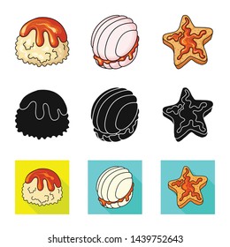 Vector design of confectionery and culinary sign. Collection of confectionery and product stock symbol for web.