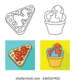 Vector design of confectionery and culinary sign. Collection of confectionery and product stock symbol for web.