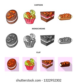 Vector design of confectionery and culinary symbol. Collection of confectionery and product stock vector illustration.