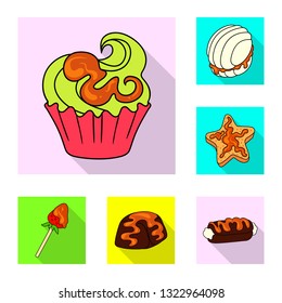 Vector design of confectionery and culinary symbol. Collection of confectionery and colorful vector icon for stock.