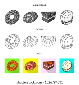 Vector design of confectionery and culinary symbol. Set of confectionery and product stock symbol for web.
