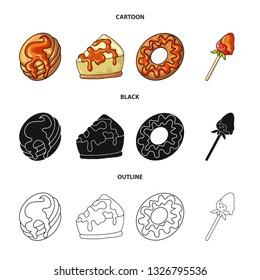 Vector design of confectionery and culinary symbol. Set of confectionery and product stock symbol for web.