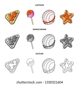 Vector design of confectionery and culinary symbol. Collection of confectionery and product stock symbol for web.