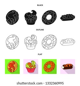 Vector design of confectionery and culinary symbol. Set of confectionery and product vector icon for stock.