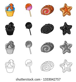 Vector design of confectionery and culinary symbol. Collection of confectionery and product vector icon for stock.