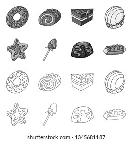 Vector design of confectionery and culinary symbol. Collection of confectionery and product stock vector illustration.