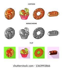 Vector design of confectionery and culinary symbol. Set of confectionery and product stock symbol for web.