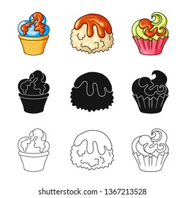 Vector design of confectionery and culinary symbol. Set of confectionery and product stock symbol for web.