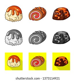 Vector design of confectionery and culinary symbol. Set of confectionery and product stock vector illustration.