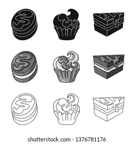 Vector design of confectionery and culinary symbol. Collection of confectionery and product vector icon for stock.