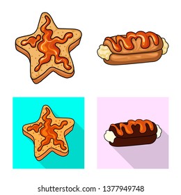 Vector design of confectionery and culinary symbol. Set of confectionery and product stock vector illustration.