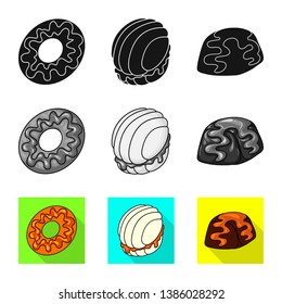 Vector design of confectionery and culinary symbol. Set of confectionery and product stock vector illustration.