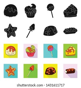 Vector design of confectionery and culinary symbol. Set of confectionery and product stock symbol for web.